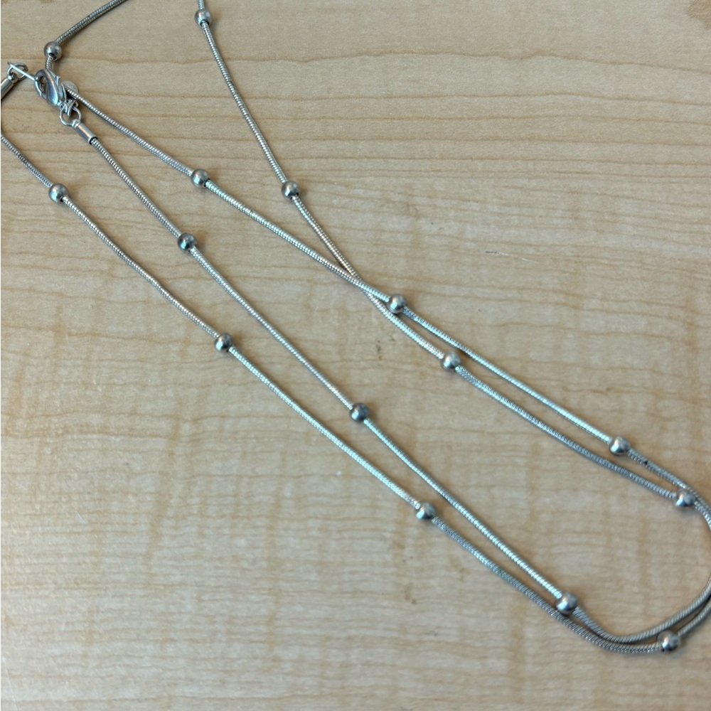 Vintage Premier Designs lengthy necklace / silver tone / stations/ 30 i…